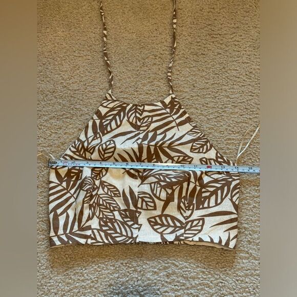 NWOT House of Harlow 1960 Linen Brown/Cream Halter Top & Wide Leg Pants Set Sz 4 - Picture 13 of 16